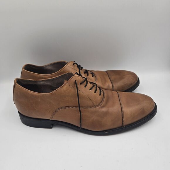 BANANA REPUBLIC Ortholite cognac brown leather cap toe lace up oxfords Size 10 M - Picture 1 of 8
